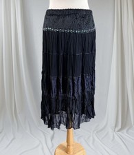 Black Velvet Sequin Layered Midi Skirt Whimsigoth Fairy Boho Ethereal Y2K Small