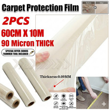 2 Roll Clear Carpet Protector Film Self Adhesive Floor Dust Cover 60cm x 10m
