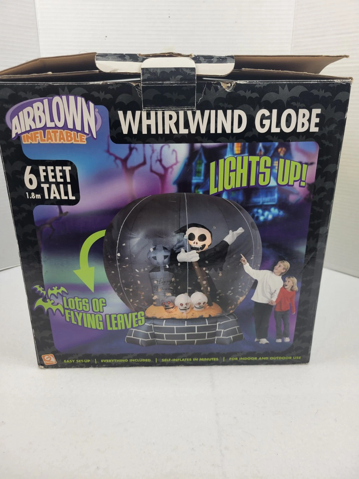 2006 Gemmy Halloween 6ft Whirlwind Globe Airblown Inflatable Skulls Grim Reaper