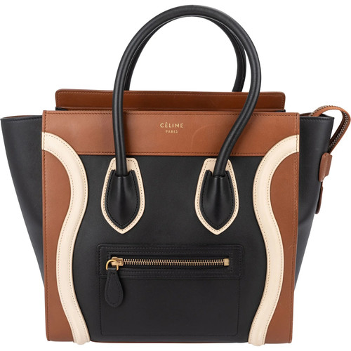 Celine Tricolor Leather Luggage Handbag Bag