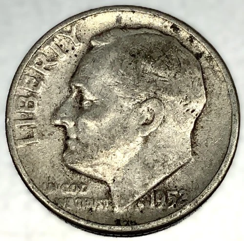 1952-P Roosevelt Dime - Circulated Condition - 90% Silver - US Coin - 2931