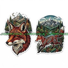 Tribal Red Fox Vinyl Decal Sticker 2 Pack C