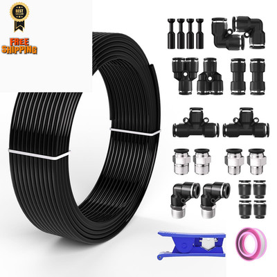 CNZG PNEU 1/4 Dot Air line,1/4 inch OD Hose Kit,Airline 1/4'' OD, Black 