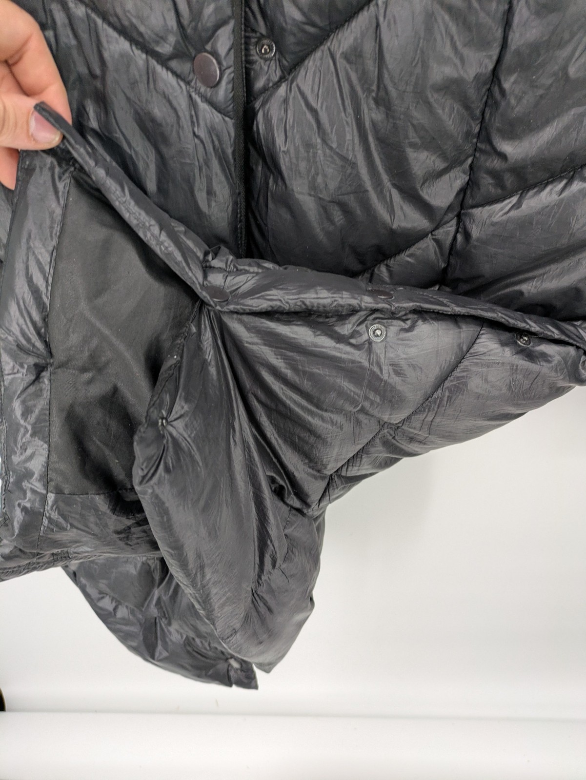 Stradivarius Damen Steppjacke Größe S schwarz lang wattiert Kapuze Wintermantel image 8