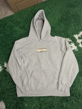 Size M - Supreme Burberry Box Logo Hooded Sweatshirt Hoodie Heather Grey Bogo