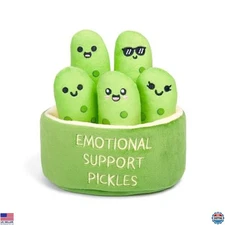 Hilarious Emotional Support Pickles - Set of 5 Adorable Plushies with Basket!