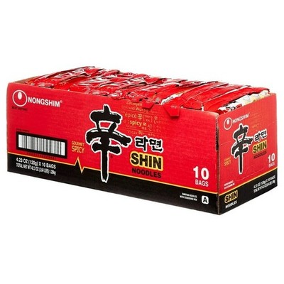 Nongshim Shin Ramen Spicy Beef Ramen Noodle soup pack, 4.02oz×10count.