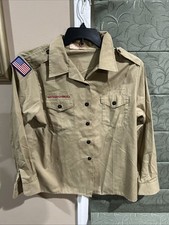 Boy Scout UNIFORM SHIRT Women  s Ladies Blouse XL Tan Long Sleeve J8