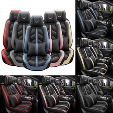 Universal Leather Car Seat Covers Deluxe Front Rear Cushion Protector Waterproof