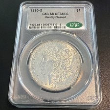 1880-S Morgan Dollar - CAC AU Details - Nice Reverse Rim Toning