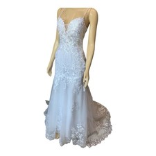 Sexy Mermaid Wedding Dress Spaghetti Straps Backless Lace Applique Bridal Gown
