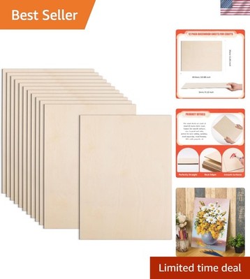 Unfinished Smooth Basswood Craft Sheets - 12 Pack, 3mm Thick for Laser Cutting