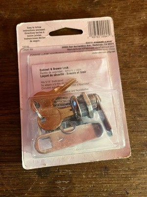 Defender Security Keyed Cabinet & Drawer Lock, U-9941, for 5/16'' (8mm), New
