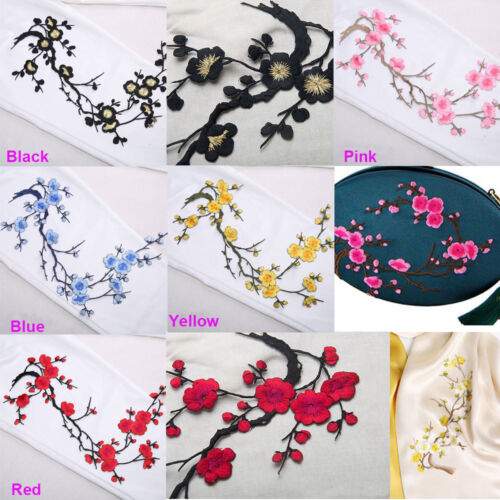 Embroidery Costume Applique Plum Plant Craft Motif Evening Dress Lace Trim 1 PC - Afbeelding 1 van 13