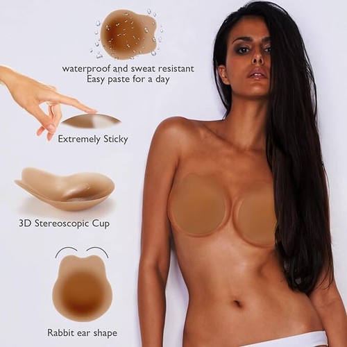 Wild & Bold Ultra-Thin Adhesive Bras Invisible Strapless Bra for Women Reusable - Picture 4 of 6
