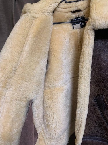 Schott Type B-3 Leather Flight Mouton Jacket Size 42 Made in USA Sheepskin - Picture 4 of 12
