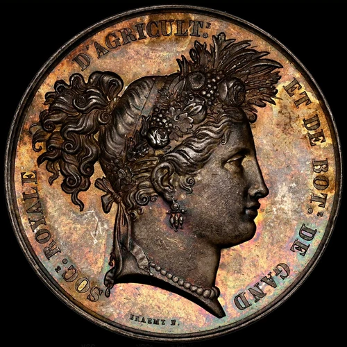 NGC MS63 Belgium Ghent Agricultural Society Medal, 38mm. By Braemt. beautiful to