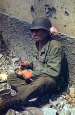 WW2 PICTURE PHOTO US ALLIED SOLDIER GI WITH A FLOWER 6891
