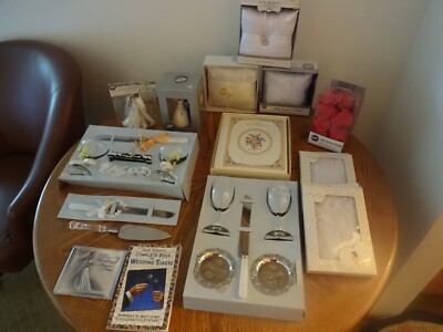WEDDING SUPPLIES/ESSENTIALS-GLASSES/PILLOWS/VEILS/CAKE TOPPERS/KNIFE+-YOU CHOOSE