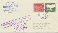 BUNDESREPUBLIK 1958 selt.Erstflug Ethiopian Airlines FRANKFURT - ASMARA, Eritrea