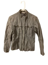 Chico's Size 0 Small S 4 Gray Silk Blend Jacket Snap Zip Closure Lined Pockets