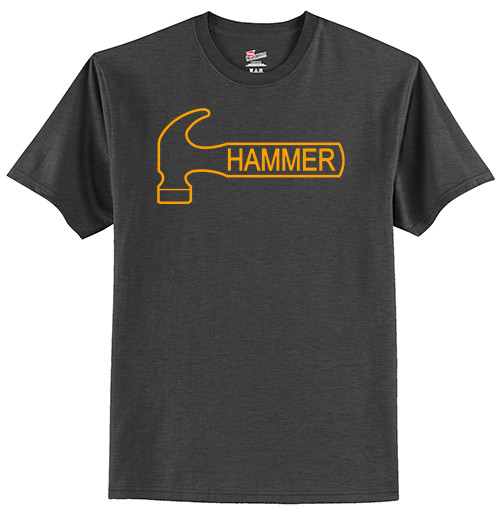 Hammer Men's TShirt Bowling Shirt Tagless 100 Charcoal Heather Orange