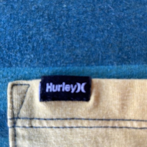 Hurley Mens Green/Yellow Short Sleeve Shirt With Pocket Medium - Picture 4 of 10