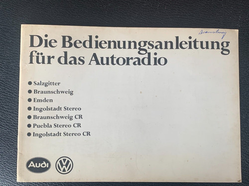 VW Oldtimer Radio Betriebsanleitung 1979 Salzgitter Ingolstadt Braunschweig (S)