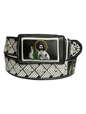 Cinto bordado vaquero San Judas Western Cowboy embroidered belt saint jude