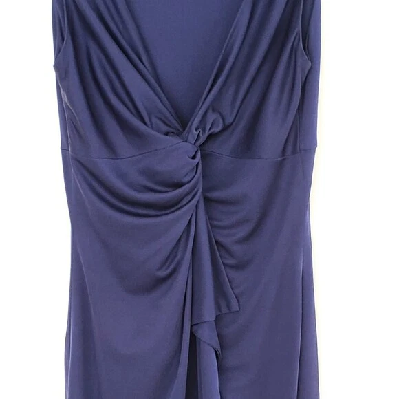 Laila Azhar Small Silk Twist Front Sleeveless Wrap Dress Sleeveless Navy Blue - Image 2 of 4