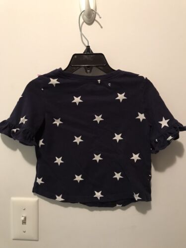Girls Old Navy Patriotic Blue Tshirt W/Stars & Ruffles On Sleeves Size 2T - Picture 4 of 6