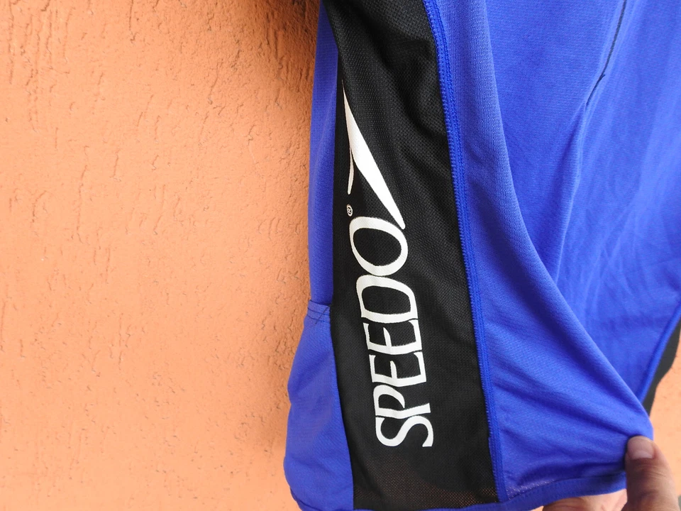 Camiseta deportiva de ciclismo SPEEDO, azul, cremallera 1/2, hecha en EE. UU. (L) Foto 3 de 4