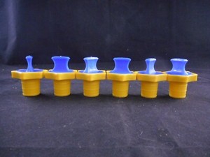 KIMAX Plastic HDPE Linear Stopper #22 for Volumetric Flasks Yellow/Blue 6/CASE