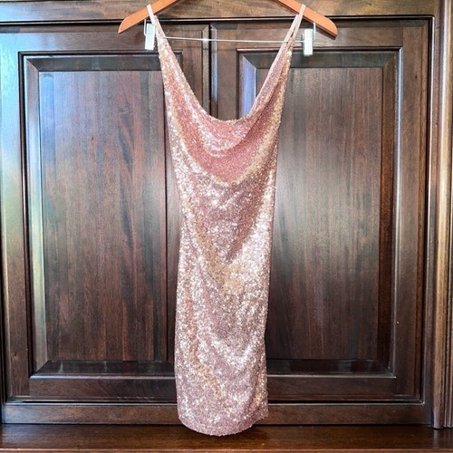 ¡¡NUEVO CON ETIQUETAS!! Moda Nova Vestido Mujer Lentejuelas, L, Oro Rosa Cóctel Formal Boda - Imagen 4 de 9