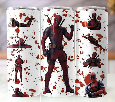 Deadpool Paint Splatter Tumbler 20oz Stainless Steel Comic Style Fan Gift Cup
