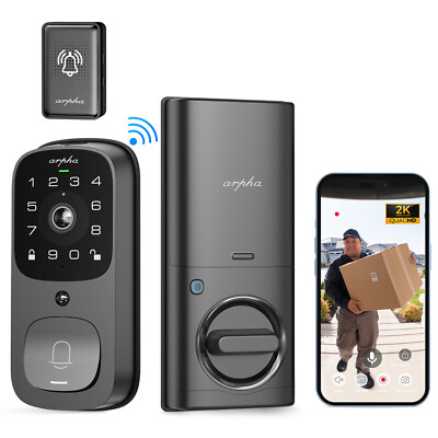 ARPHA Smart Fingerprint Keyless Entry Door Lock Wi-Fi Video Camera Doorbell APP