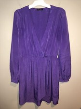 Honey Punch Women's Faux Wrap Long Sleeve Dress Sz Sm Purple Made in USA