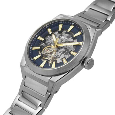 Orologio Automatico Uomo FOSSIL EVERETT ME3220 Acciaio Blu Scheletrato