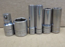 Lot/6 pcs Vtg S-K Tools USA 3/8" 45159 40412 40414 317 17mm - 1/4" 41909 41911
