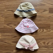 Lot 3x H M The Children  s Place Baby Toddler Girl Sun Hats Size 12-24 Months EUC