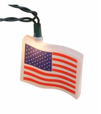 10-LIGHT USA FLAG Set PATRIOTIC Red White Blue JULY 4th CHRISTMAS Adler UL0140