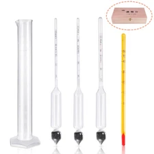 Alcohol Hydrometer Proof & Tralle Meter Distilling Tester Spirit Scale 0-200% US