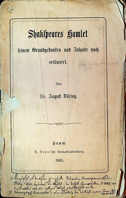 Shakspeare Hamlet Seinem Grundgedanken und Inhalte Nach Erläutert 1865 SC Book