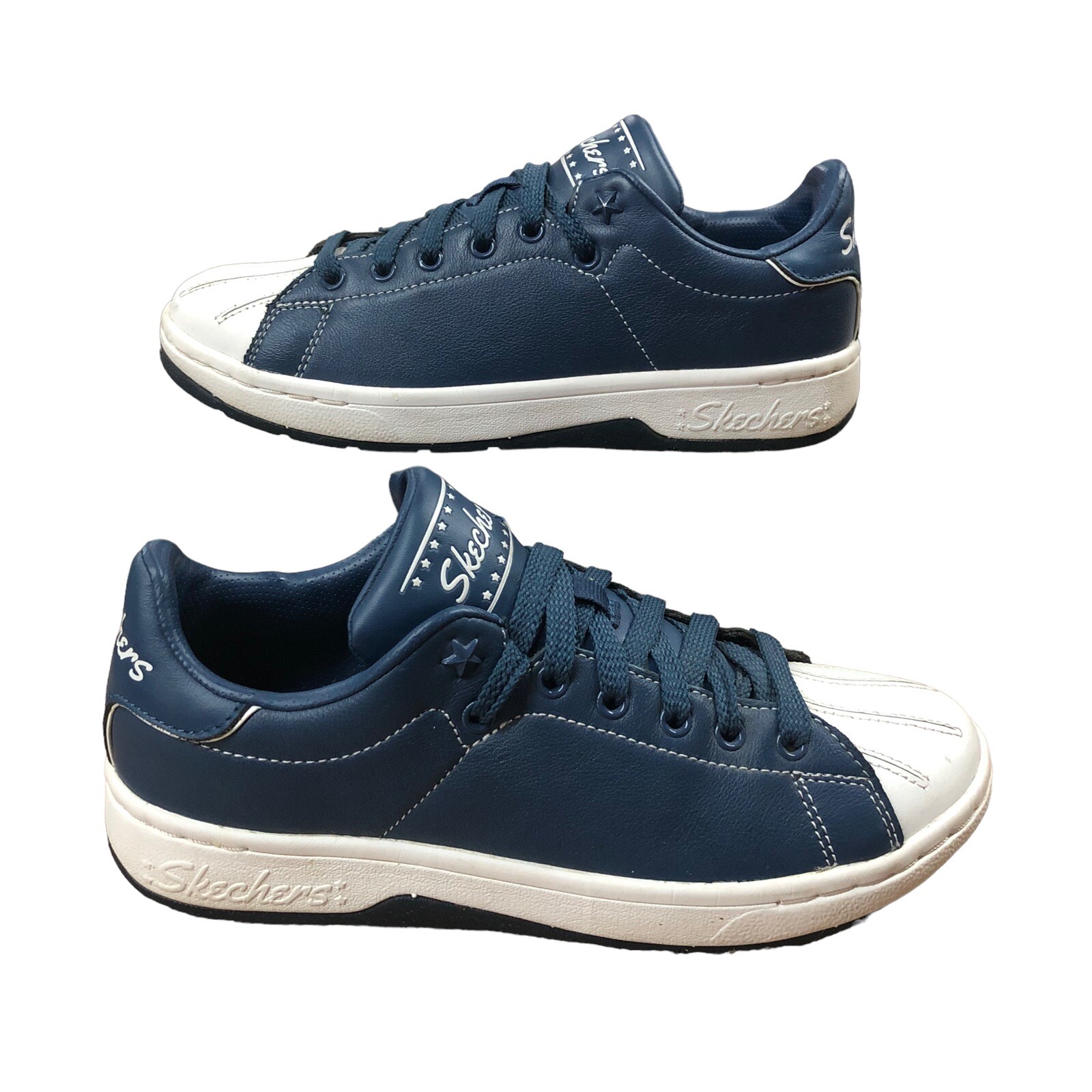 Skechers ALPHALITE FAIR SHARE Navy Blue White Leathe… Gem
