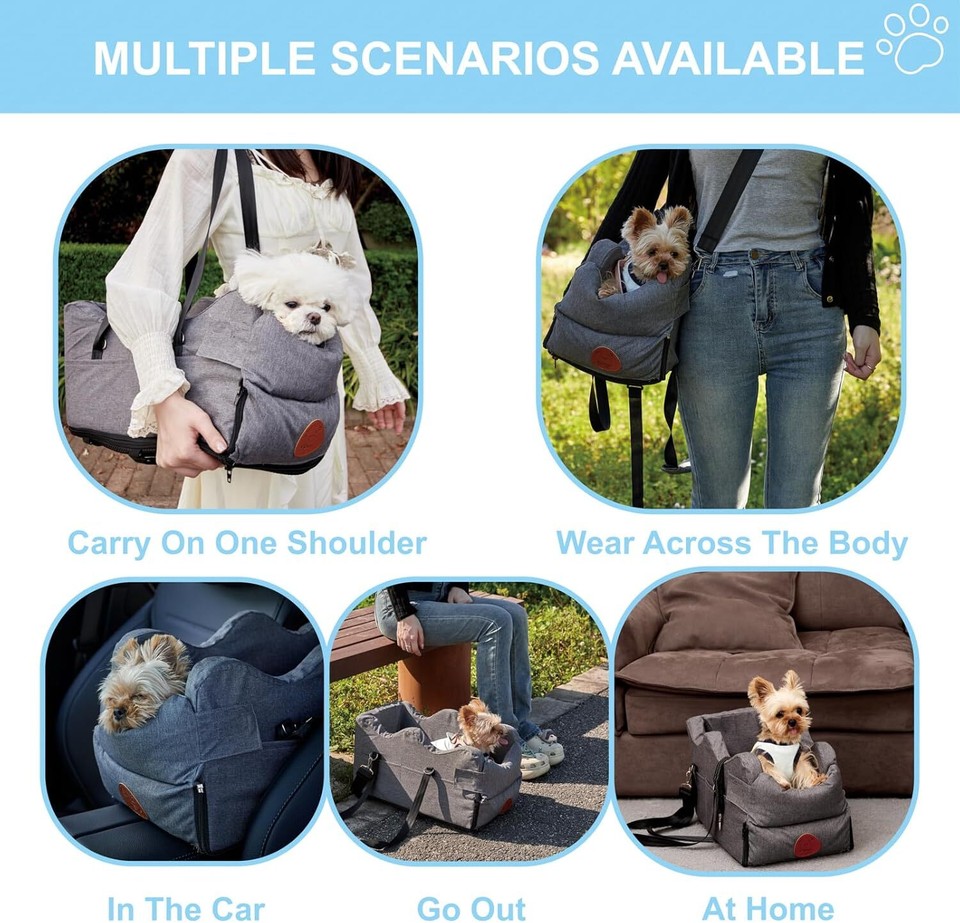 Center Console Dog Car Seat for Small Dogs Puppy Car Seat up to 9 Lbs