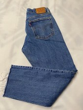 VTG Levis 501 S Big E Fit Raw Edge Blue Jeans 28/24