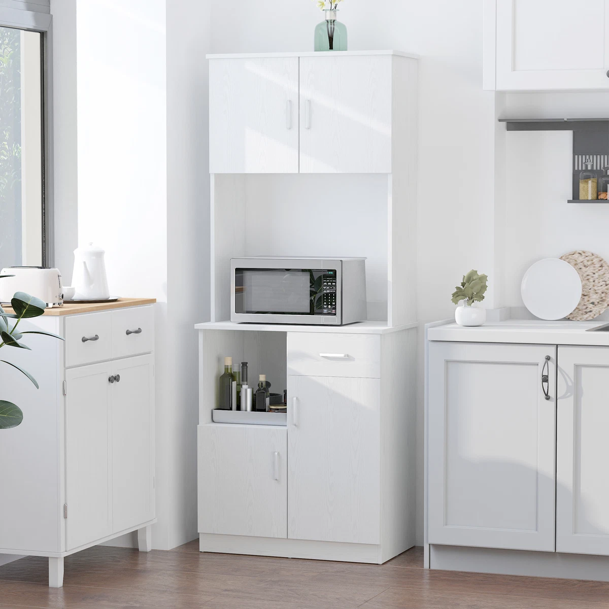 HOMCOM Freestanding Kitchen Cabinet Storage Unit Pantry Cupboard