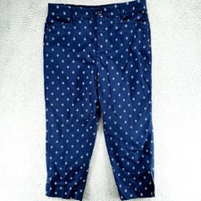 Khakis & Co Capri Pants Womens 8 Blue High Rise Tapered Stretch Waist Chino