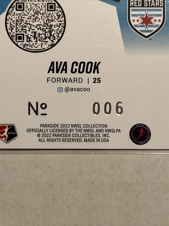 2022 Parkside NWSL Women's Soccer Chicago Red Stars Ava Cook 6/100 - Image 3 of 3