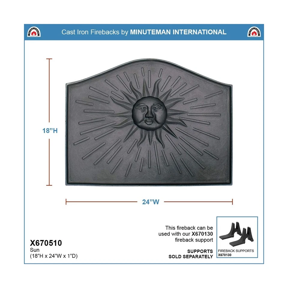 Fireback de hierro fundido Minuteman International Sun, negro Foto 3 de 4